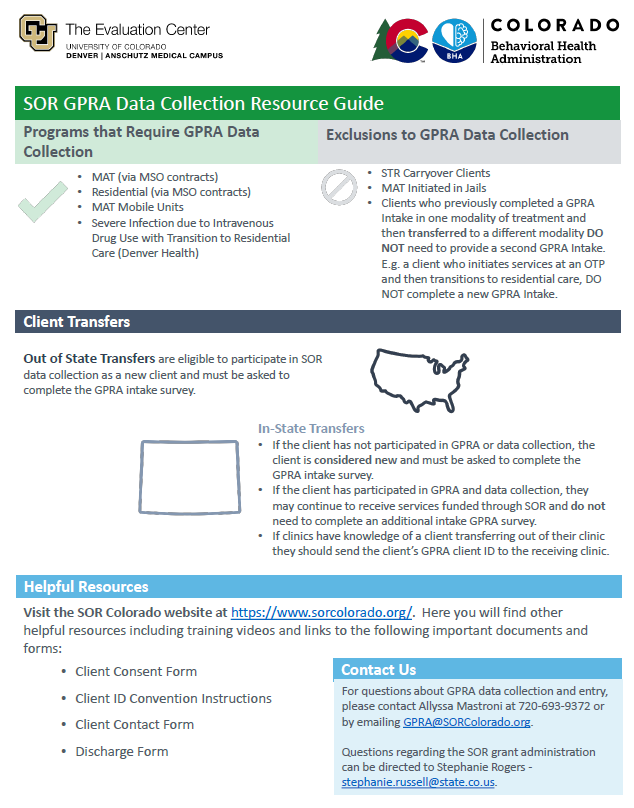 GPRA Resource Guide SOR Colorado Evaluation