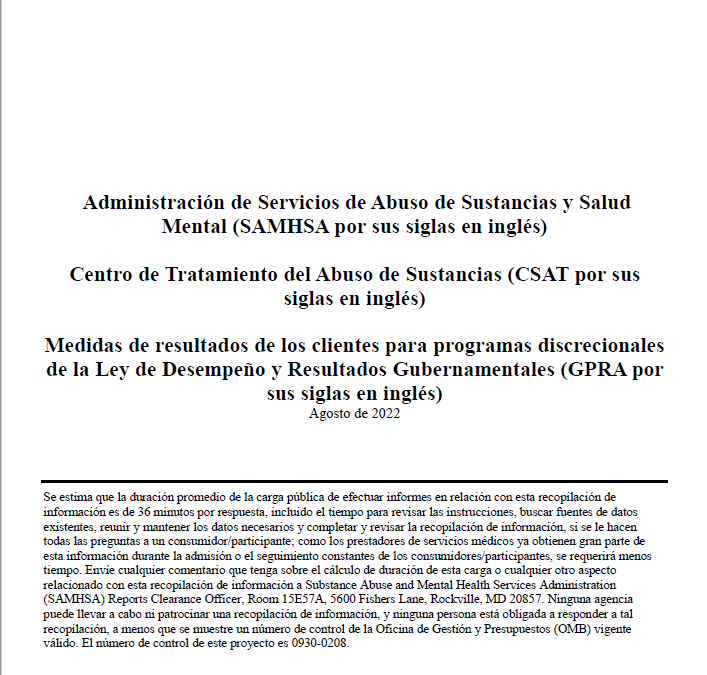 GPRA Survey (Spanish)